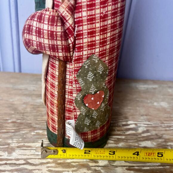Vintage Folk Art Santa Christmas Decoration Primitive Rustic Fabric Holiday 11” - Picture 10 of 16